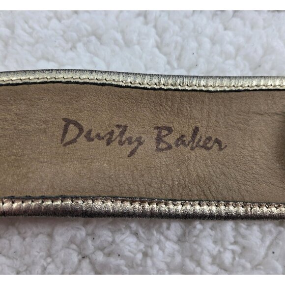 VTG 80s Leather Dress Belt by Dusty Baker Snakeskin Patchwork Lrg Silver Buckel - Picture 6 of 11